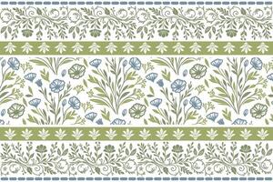 line floral border concept featuring sketchy roses and abstract leaf illustrations for pillowcase fabric, table top design, and product wraps vector