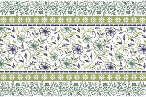 rose inspired floral design with border detailing drawn in line art style for textile surface production and product wrapping uses vector