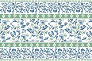 artistic rose and cotton flower sketches placed within a structured border layout ideal for fashion textile and soft furnishing production vector