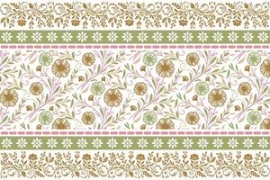 rose and foliage outline composition accented with a line art border for fashion textile, soft furnishing, and printed fabric projects vector