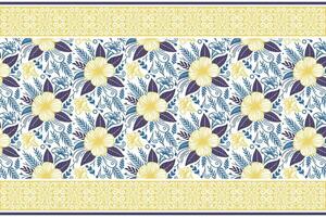 abstract floral outline design combined with border detailing for women wear applications, home linens, and product packaging uses vector