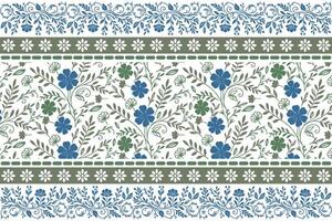 hand drawn floral border pattern with single line rose motifs for use in wrapping sheets, soft fabric designs, and table cloths vector