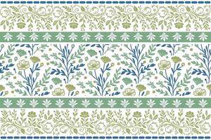 linear flower and leaf pattern designed with a subtle border detail for pillow cover production, fashion fabric, and wrapping paper vector