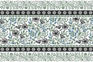 vintage inspired floral border design with continuous line flowers crafted for fabric surface, gift wrap sheets, and pillow use vector