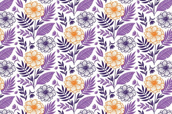 line art flower pattern with minimal rose illustrations and leaf sketches in repetition for fabric surface design and household textile usage