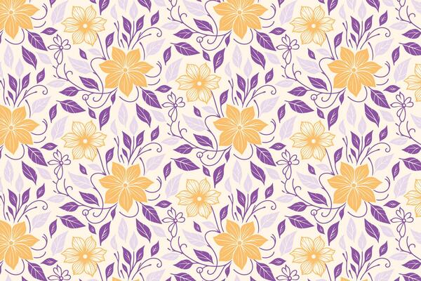floral pattern with flowing one line sketches of roses and cotton flowers for product packaging, textile surface, and fashion use