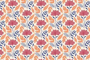 floral sketch pattern with fine one line roses and leafy elements for fabric printing and wrapping paper production vector
