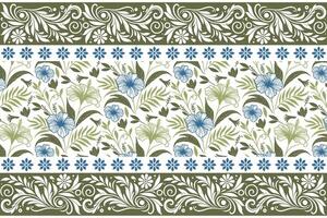 line floral pattern featuring elegant border of hand drawn leaves and sketch roses for textile fabric, wrapping paper, and women wear vector