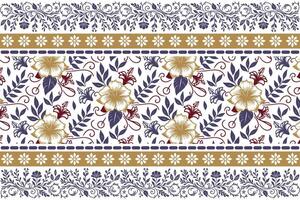 continuous one line botanical layout with ornamental border created for fashion textile, bedsheets, and kitchen table prints vector