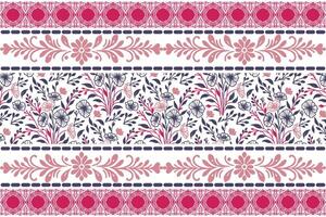 delicate floral drawing in line art style with border composition suitable for tablecloth printing, pillow covers, and fashion fabric vector