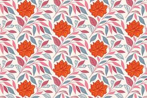 decorative botanical pattern with sketched floral compositions and cotton elements for stylish textile projects, bedsheets, and wrapping products vector