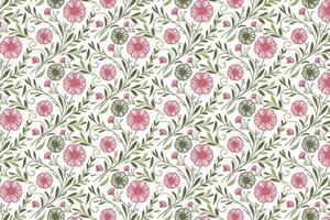 decorative floral line art with repeating flower patterns perfect for textile printing wrapping paper and fashion accessories vector