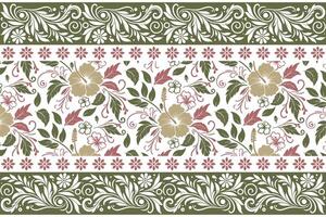 rose and leaf linear artwork enhanced with a decorative border perfect for gift wrap, textile applications, and table linen printing vector