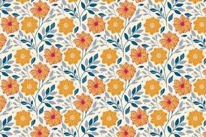 continuous flower pattern with sketchy cotton blossoms and artistic foliage elements for fashion textile and packaging materials vector