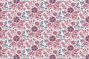 Floral pattern in red and navy blue vector