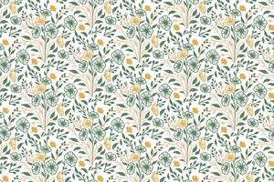 Floral pattern with green and yellow flowers vector