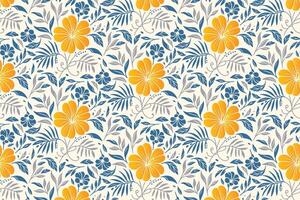 decorative cotton flower pattern in a hand drawn format with rose illustrations and abstract leaves for textile manufacturing and stylish product wrapping vector