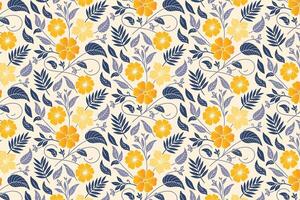 hand drawn flower pattern with cotton illustrations and minimal foliage for kitchen textiles, fabric design, and packaging vector