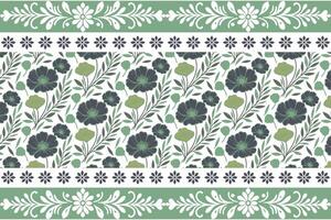one line sketch floral artwork with structured border layout designed for wrapping paper, fabric production, and pillowcase decoration vector