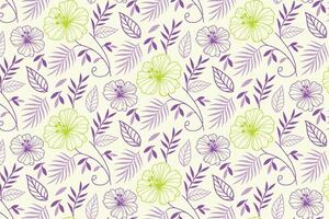floral pattern with sketchy one line cotton flower illustrations and leafy vines in a layout for bedsheet fabric, pillowcases, and printed textiles vector