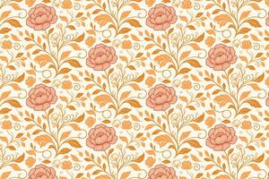 artistic repeat pattern of roses and leafy vines in a minimal sketch style for home textile creation, gift wrapping sheets, and product packaging vector