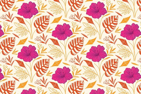 artistic flower pattern with minimalist line illustrations of roses and leaves for product wrapping, pillow covers, and women fashion items
