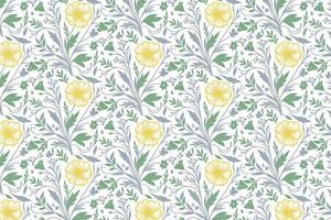 botanical illustration pattern in continuous line for creative wrapping paper and fashion textile collections vector