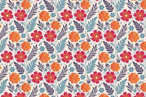 hand drawn flower pattern with minimalist abstract leaf accents in repeat design for fashion fabric, gift wrapping sheets, and table linens vector