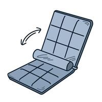 Gray colored adjustable foldable floor chair cushion pillow outlined illustration isolated on square white background. vector