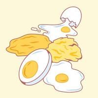 Illustration of cracked and fried eggs vector