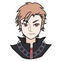 Anime character with brown hair and chain vector