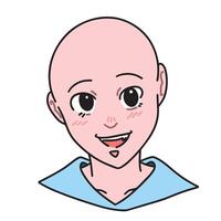 Young person cancer survivor simple outlined colorful illustration isolated on square white background. vector