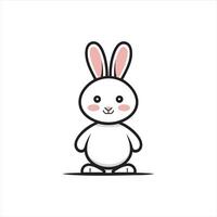 A cute white bunny standing upright with a joyful expression vector