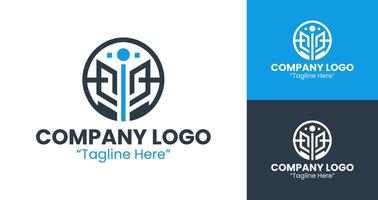 Creative Logo Design with Abstract Symbol for Corporate Identity and Business Branding in Blue vector