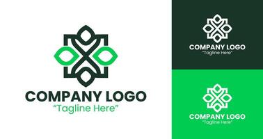 Geometric Logo with Abstract Shape for Creative Business Branding and Identity Design in Light Green and Dark Green vector