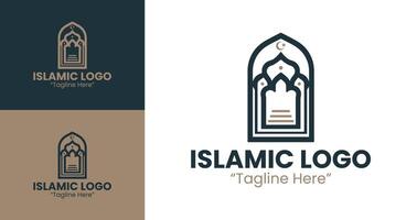 Clean and Elegant Islamic Logo Design with Geometric and Architectural Elements vector