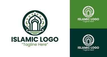 Geometric Islamic Logos in Green for Branding and Design vector