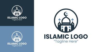 Modern Mosque Logo Design with Minimalist Crescent and Dome vector