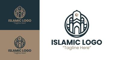 Minimalist Islamic Logo with Traditional Architecture and Elegant Color Palette vector
