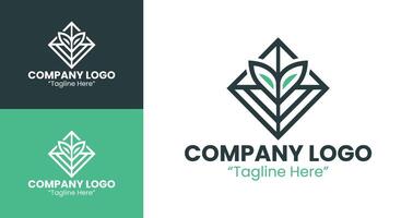 Modern Shield Company Logo with Abstract Leaf and Cross Inspired Symbol in Green Color vector