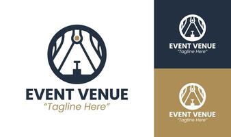 Elegant Event Venue Logos with Bold Geometric Shapes and Modern Color Palette vector