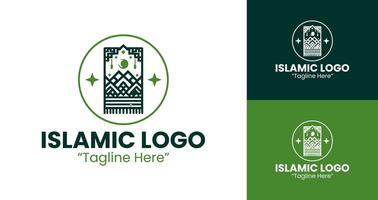 Elegant Prayer Mat Logo Design with Circle Frame for Islamic Branding vector