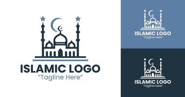 Elegant Mosque Logo Design with Crescent Moon and Dome for Branding vector