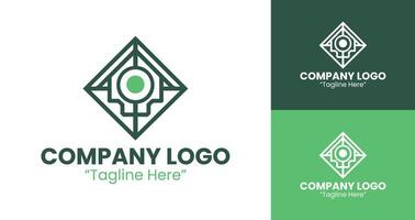 Professional Geometric Style Logo Design for Business Branding in Green Color vector