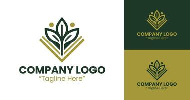 Elegant and Custom Logo Designs for Corporate Identity and Branding in Gold and Dark Green vector