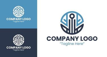 Professional Circle Company Logo with Skyscraper Inspired Design for Business Use in Blue Color vector
