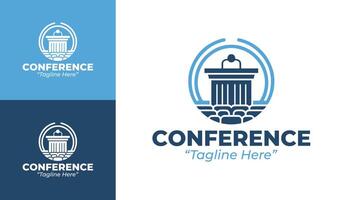 Corporate and Professional Conference Logo in Blue for Event Branding vector