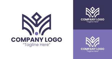 Minimalist Company Logo with Geometric Shapes for Professional Branding in Purple Color vector