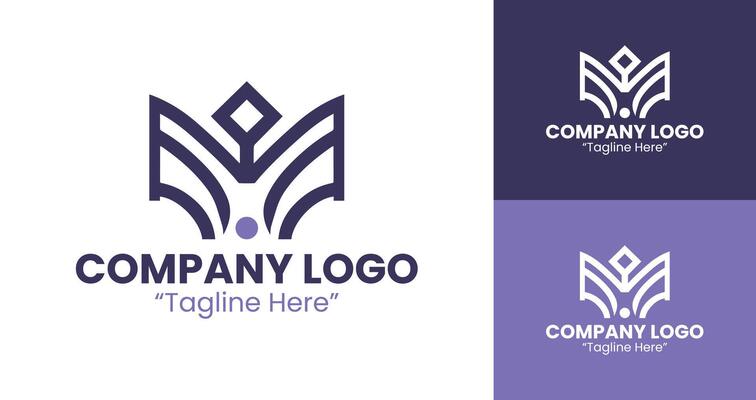 Minimalist Company Logo with Geometric Shapes for Professional Branding in Purple Color