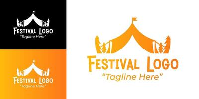 Creative and Fun Festival Logo Designs with Tent and Trees for Branding and Events vector